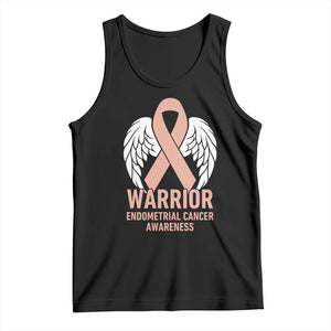 Endometrial Cancer Warrior Tank Top Peach Ribbon Angel Wings Support