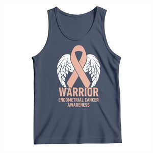 Endometrial Cancer Warrior Tank Top Peach Ribbon Angel Wings Support