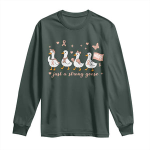 Funny Endometrial Cancer Goose Long Sleeve Shirt Just A Strong Goose