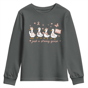 Funny Endometrial Cancer Goose Youth Sweatshirt Just A Strong Goose