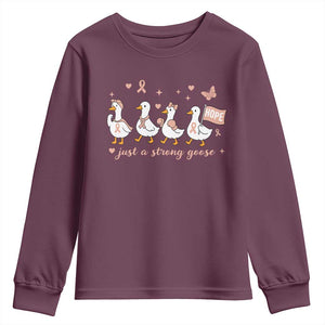 Funny Endometrial Cancer Goose Youth Sweatshirt Just A Strong Goose