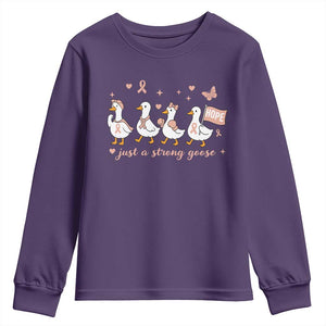 Funny Endometrial Cancer Goose Youth Sweatshirt Just A Strong Goose