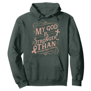 Christian Faith Peach Ribbon Hoodie My God Is Stronger Than Endometrial Cancer