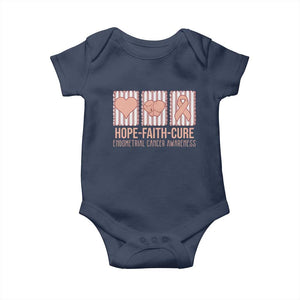 Endometrial Cancer Awareness Baby Onesie Hope Faith Cure Peach Ribbon