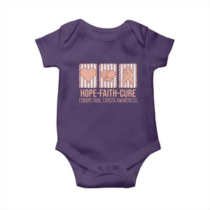 Endometrial Cancer Awareness Baby Onesie Hope Faith Cure Peach Ribbon