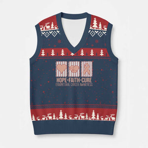 Endometrial Cancer Awareness V-Neck Knit Sweater Vest Hope Faith Cure Peach Ribbon