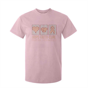 Endometrial Cancer Awareness T Shirt For Kid Hope Faith Cure Peach Ribbon