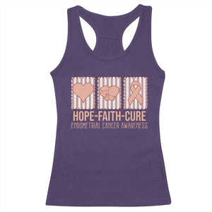 Endometrial Cancer Awareness Racerback Tank Top Hope Faith Cure Peach Ribbon