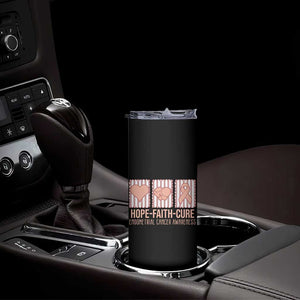 Endometrial Cancer Awareness Skinny Tumbler Hope Faith Cure Peach Ribbon
