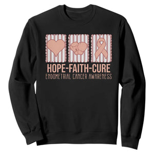 Endometrial Cancer Awareness Sweatshirt Hope Faith Cure Peach Ribbon