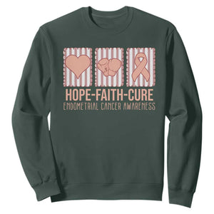 Endometrial Cancer Awareness Sweatshirt Hope Faith Cure Peach Ribbon