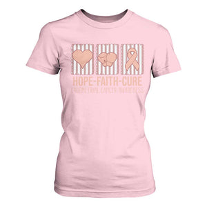 Endometrial Cancer Awareness T Shirt For Women Hope Faith Cure Peach Ribbon