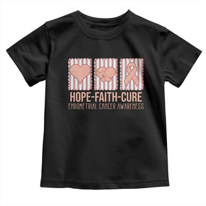 Endometrial Cancer Awareness Toddler T Shirt Hope Faith Cure Peach Ribbon