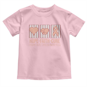 Endometrial Cancer Awareness Toddler T Shirt Hope Faith Cure Peach Ribbon