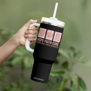 Endometrial Cancer Awareness Tumbler With Handle Hope Faith Cure Peach Ribbon