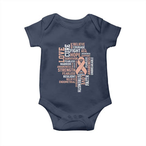 Endometrial Cancer Awareness Baby Onesie Warrior Survivor Peach Ribbon