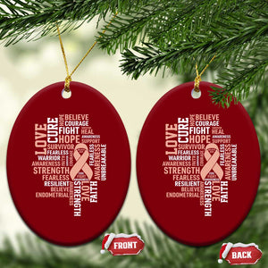 Endometrial Cancer Awareness Ceramic Ornament Warrior Survivor Peach Ribbon