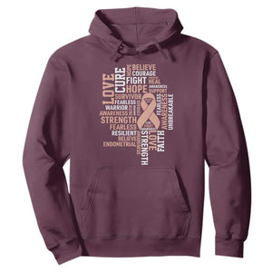 Endometrial Cancer Awareness Hoodie Warrior Survivor Peach Ribbon