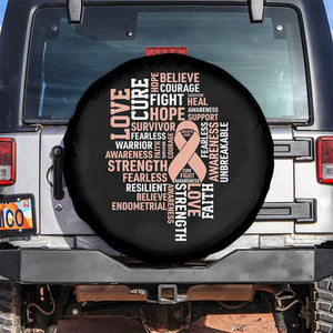 Endometrial Cancer Awareness Spare Tire Cover Warrior Survivor Peach Ribbon