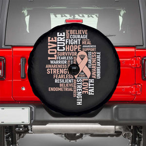 Endometrial Cancer Awareness Spare Tire Cover Warrior Survivor Peach Ribbon