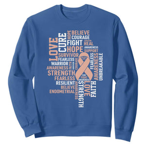 Endometrial Cancer Awareness Sweatshirt Warrior Survivor Peach Ribbon