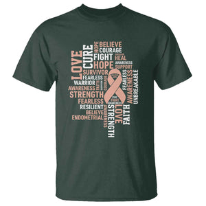 Endometrial Cancer Awareness T Shirt Warrior Survivor Peach Ribbon