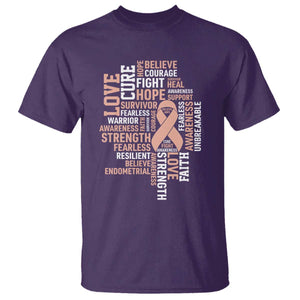 Endometrial Cancer Awareness T Shirt Warrior Survivor Peach Ribbon