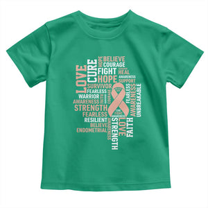 Endometrial Cancer Awareness Toddler T Shirt Warrior Survivor Peach Ribbon
