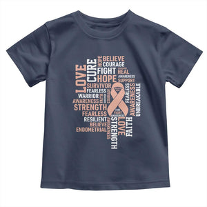Endometrial Cancer Awareness Toddler T Shirt Warrior Survivor Peach Ribbon