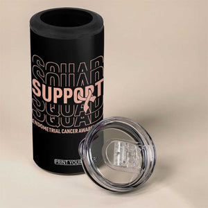 Endometrial Cancer Awareness 4 in 1 Can Cooler Tumbler Support Squad Ribbon Warrior