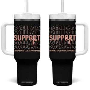 Endometrial Cancer Awareness Tumbler With Handle Support Squad Ribbon Warrior