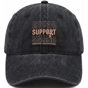 Endometrial Cancer Awareness Washed Cotton Baseball Cap Support Squad Ribbon Warrior