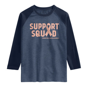 Endometrial Cancer Awareness Raglan Shirt Support Squad Warrior Gift