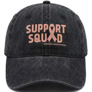 Endometrial Cancer Awareness Washed Cotton Baseball Cap Support Squad Warrior Gift