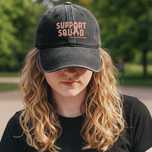 Endometrial Cancer Awareness Washed Cotton Baseball Cap Support Squad Warrior Gift