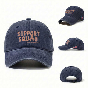 Endometrial Cancer Awareness Washed Cotton Baseball Cap Support Squad Warrior Gift