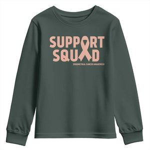 Endometrial Cancer Awareness Youth Sweatshirt Support Squad Warrior Gift