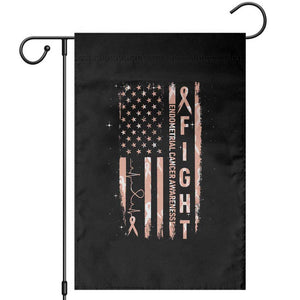 American Flag Endometrial Cancer Garden Flag Fight Together Peach Ribbon Support Squad