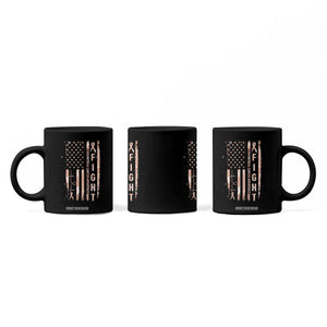 American Flag Endometrial Cancer Coffee Mug Fight Together Peach Ribbon Support Squad