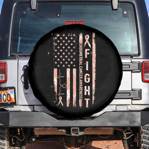 American Flag Endometrial Cancer Spare Tire Cover Fight Together Peach Ribbon Support Squad