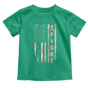 American Flag Endometrial Cancer Toddler T Shirt Fight Together Peach Ribbon Support Squad