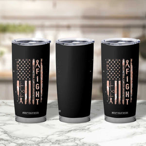 American Flag Endometrial Cancer Tumbler Cup Fight Together Peach Ribbon Support Squad
