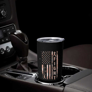 American Flag Endometrial Cancer Tumbler Cup Fight Together Peach Ribbon Support Squad