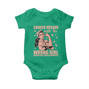 Strong Girl Endometrial Cancer Baby Onesie Cancer Messed With The Wrong Girl