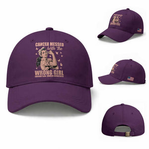 Strong Girl Endometrial Cancer Baseball Cap Cancer Messed With The Wrong Girl