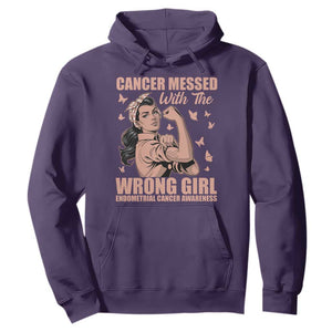 Strong Girl Endometrial Cancer Hoodie Cancer Messed With The Wrong Girl