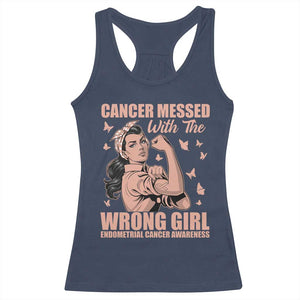 Strong Girl Endometrial Cancer Racerback Tank Top Cancer Messed With The Wrong Girl