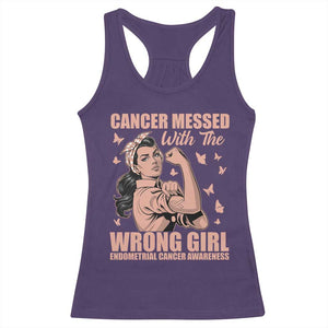 Strong Girl Endometrial Cancer Racerback Tank Top Cancer Messed With The Wrong Girl