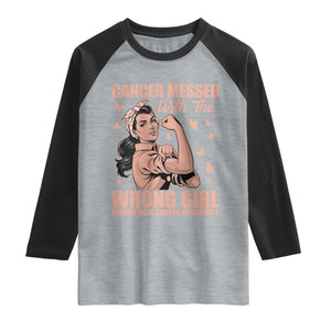 Strong Girl Endometrial Cancer Raglan Shirt Cancer Messed With The Wrong Girl