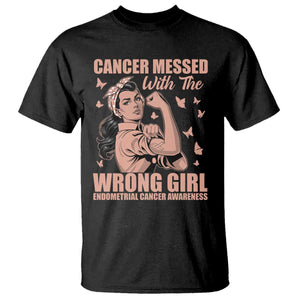 Strong Girl Endometrial Cancer T Shirt Cancer Messed With The Wrong Girl